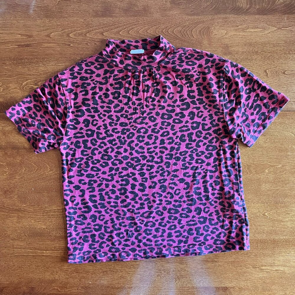 Zara pink leopard print top 13-14